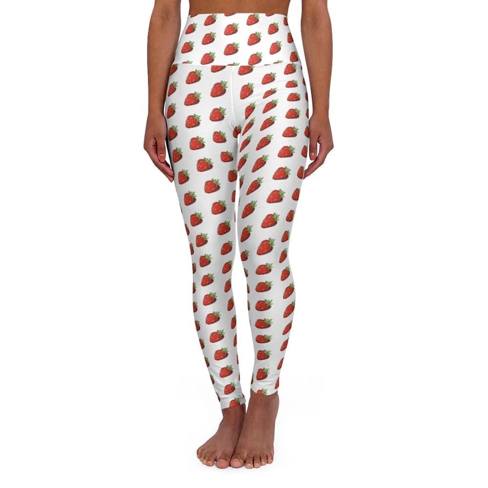 Summer Strawberry Design Yoga Leggings | Strawberry leggings